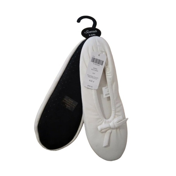 Soma Women's Ivory Ballet Cotton Blend Slippers Size S (5/6) New - Picture 1 of 1